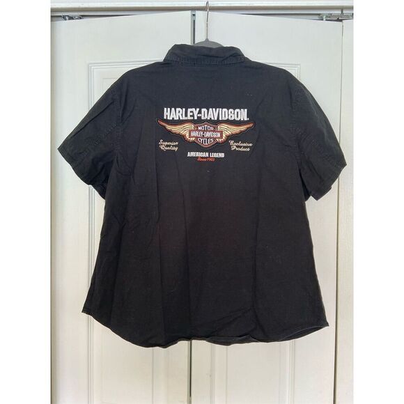 Harley Davidson Women's Black Embroidered Button-Up Shirt Size 1W - Picture 2 of 4